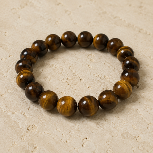 Tiger's eye 10mm bracelet angle view Taeshine