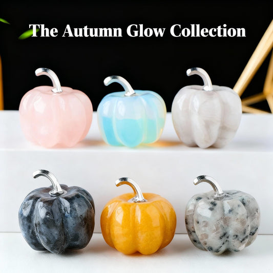Image of Cute Crystal Pumpkin Charm | Hand - Carved Halloween & Fall Decor Gift - Handcrafted Crystal Jewelry from Tae Shine