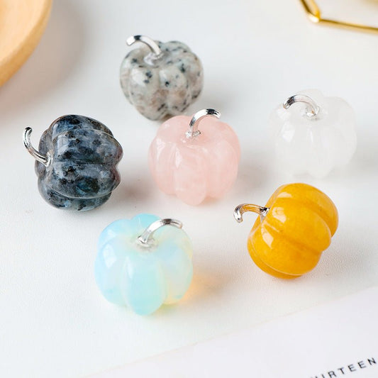Image of Cute Crystal Pumpkin Charm | Hand - Carved Halloween & Fall Decor Gift - Handcrafted Crystal Jewelry from Tae Shine