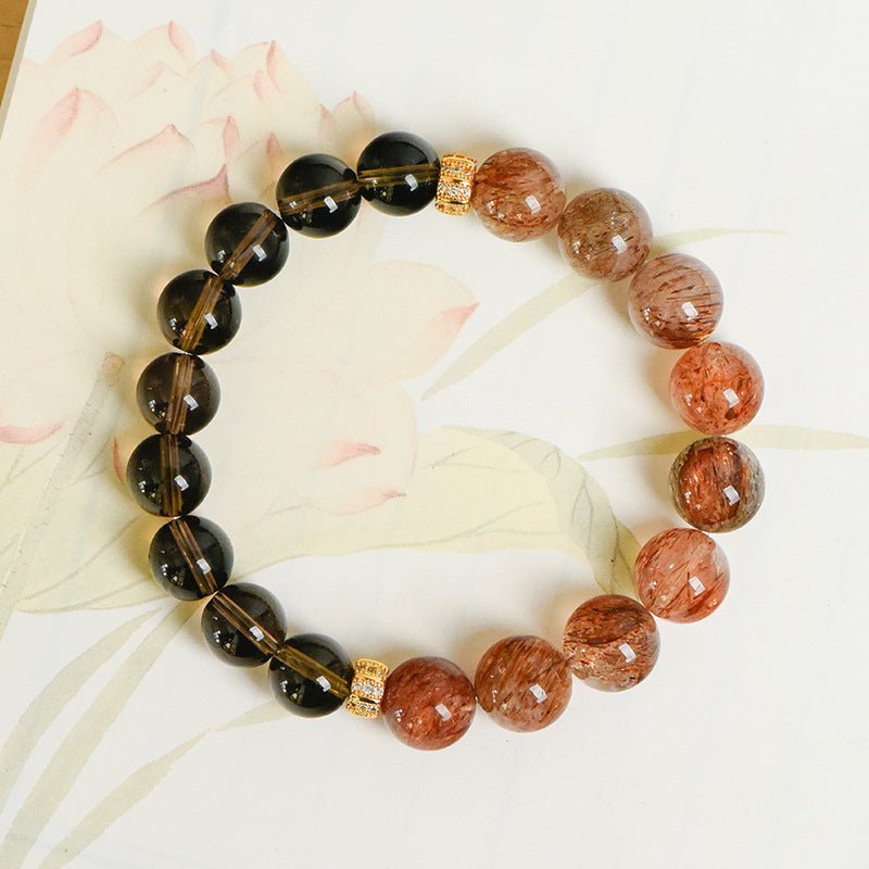 Image of Midnight Sun – Smoky Quartz & Sunstone Bracelet for Grounding & Radiance - Handcrafted Crystal Jewelry from Tae Shine