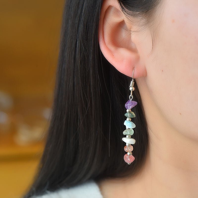 Image of Rainbow Alignment Earrings – 7 Chakra Crystal Dangle Earrings for Balance & Harmony - Handcrafted Crystal Jewelry from Tae Shine
