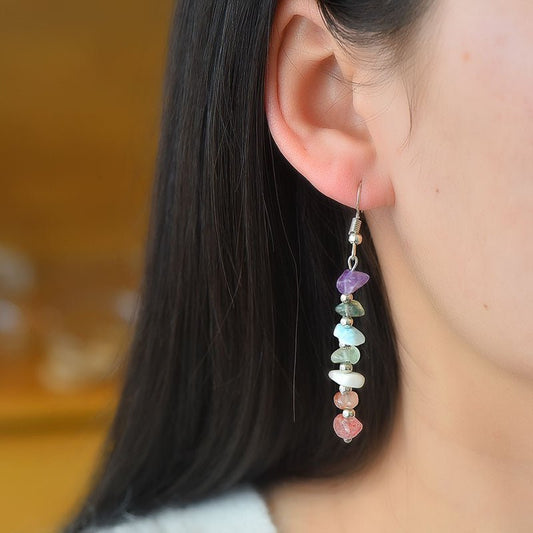 Image of Rainbow Alignment Earrings – 7 Chakra Crystal Dangle Earrings for Balance & Harmony - Handcrafted Crystal Jewelry from Tae Shine