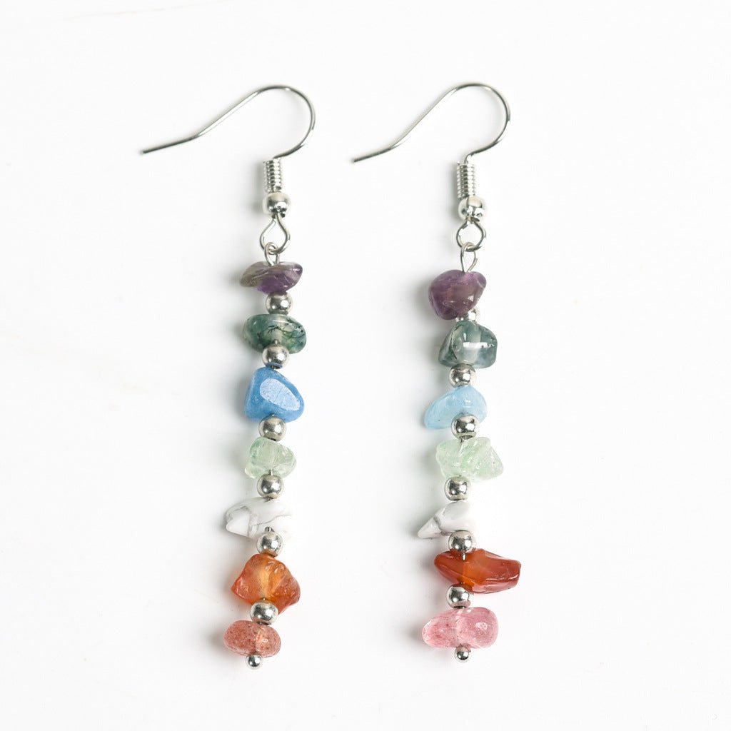Image of Rainbow Alignment Earrings – 7 Chakra Crystal Dangle Earrings for Balance & Harmony - Handcrafted Crystal Jewelry from Tae Shine