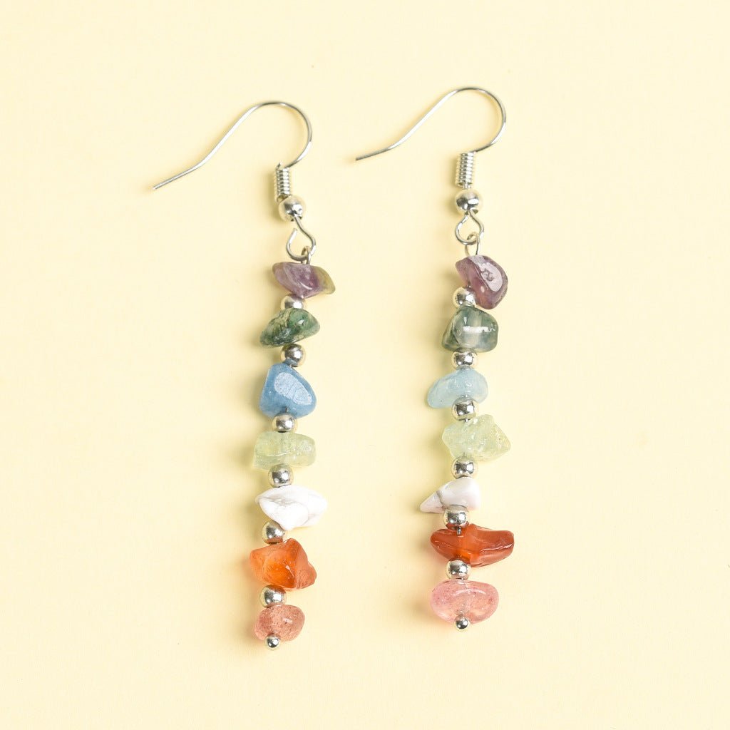Image of Rainbow Alignment Earrings – 7 Chakra Crystal Dangle Earrings for Balance & Harmony - Handcrafted Crystal Jewelry from Tae Shine