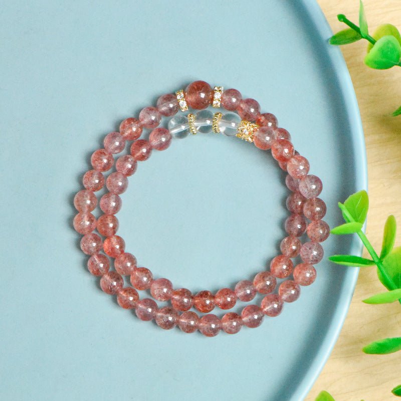 Image of Strawberry Quartz Bracelet - Double Layer Handmade Healing Crystal Jewelry - Handcrafted Crystal Jewelry from Tae Shine