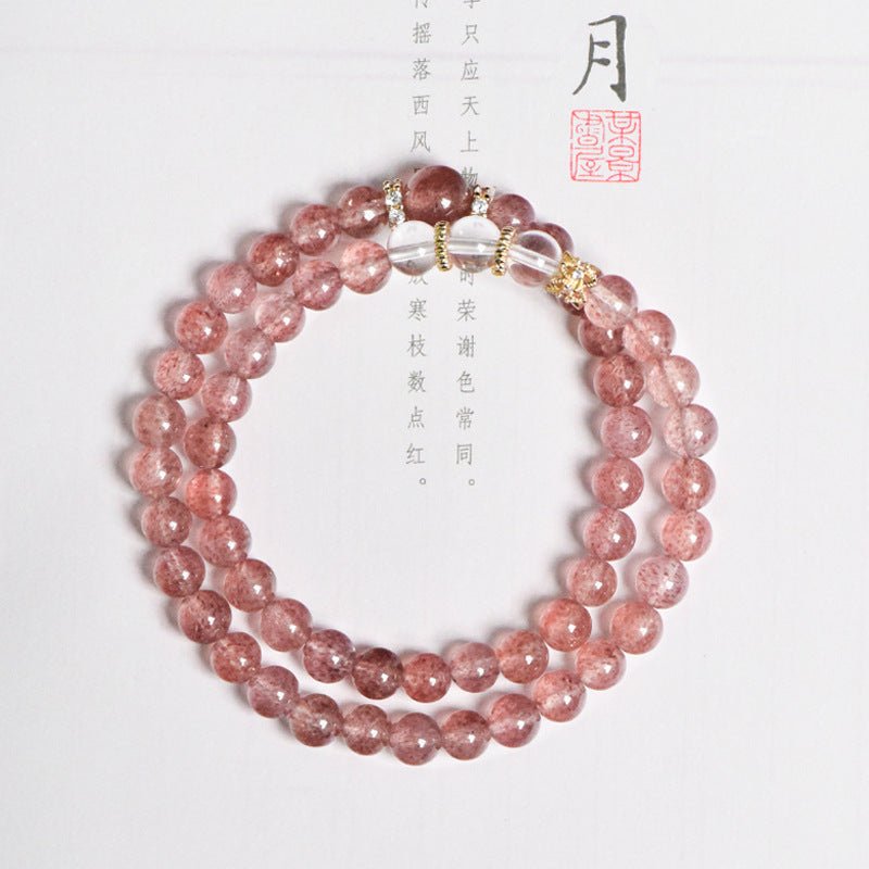 Image of Strawberry Quartz Bracelet - Double Layer Handmade Healing Crystal Jewelry - Handcrafted Crystal Jewelry from Tae Shine