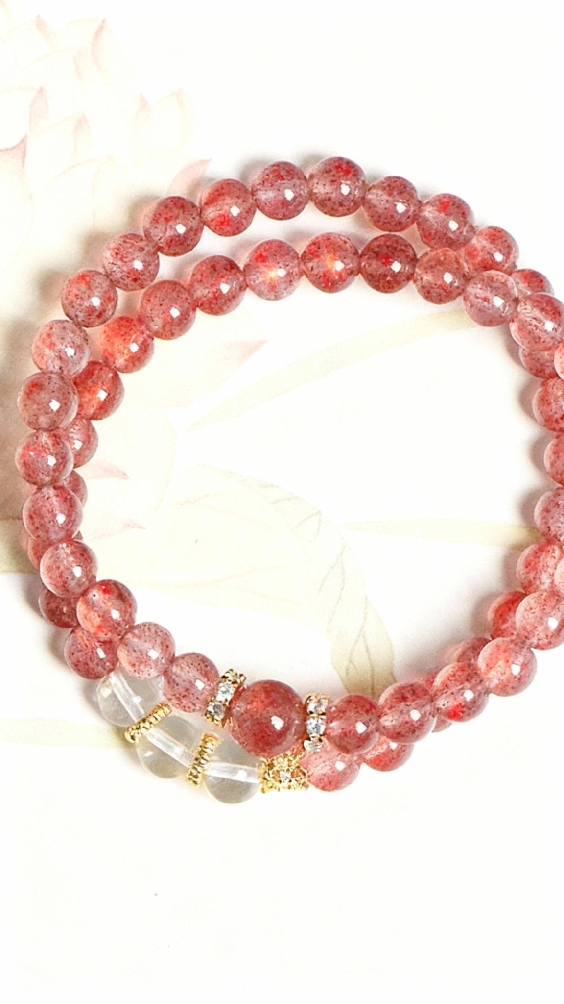 Image of Strawberry Quartz Bracelet - Double Layer Handmade Healing Crystal Jewelry - Handcrafted Crystal Jewelry from Tae Shine