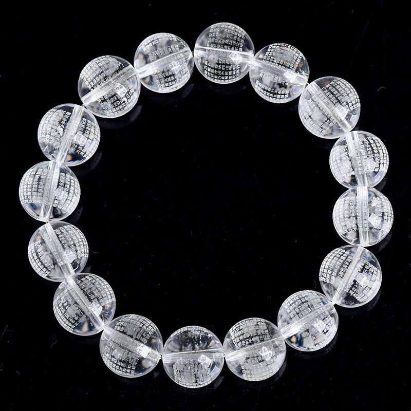 Image of The Enlightened Path – Engraved Heart Sutra Clear Quartz Bracelet - Handcrafted Crystal Jewelry from Tae Shine