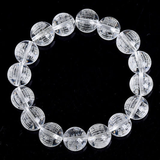 Image of The Enlightened Path – Engraved Heart Sutra Clear Quartz Bracelet - Handcrafted Crystal Jewelry from Tae Shine