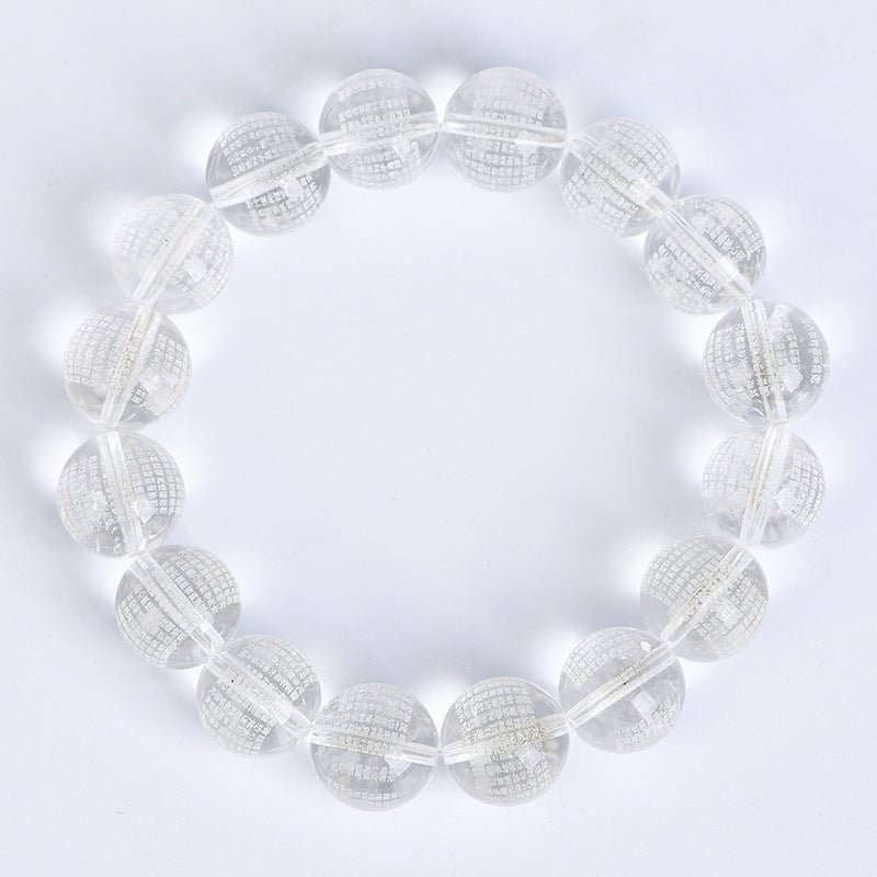 Image of The Enlightened Path – Engraved Heart Sutra Clear Quartz Bracelet - Handcrafted Crystal Jewelry from Tae Shine
