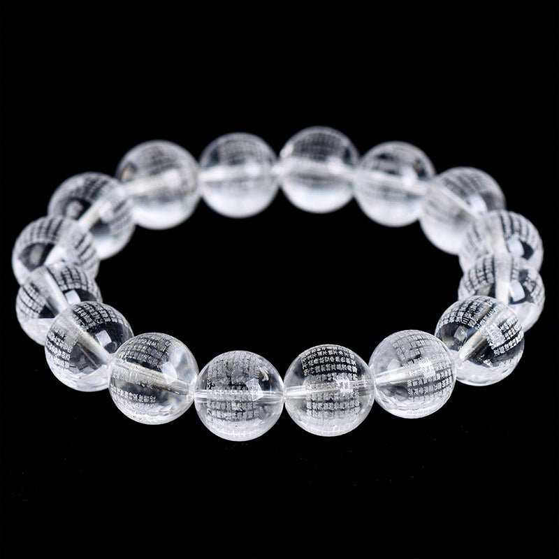 Image of The Enlightened Path – Engraved Heart Sutra Clear Quartz Bracelet - Handcrafted Crystal Jewelry from Tae Shine