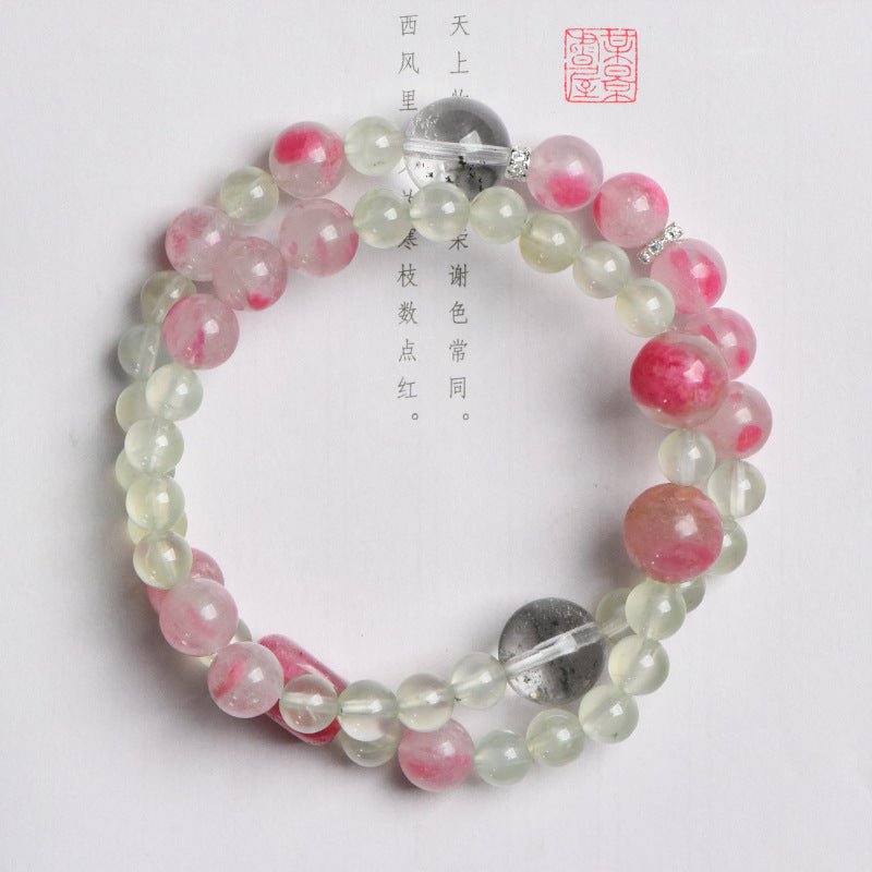 Image of The Heart's Renewal – Prehnite & Rhodonite Bracelet for Healing & Compassion - Handcrafted Crystal Jewelry from Tae Shine