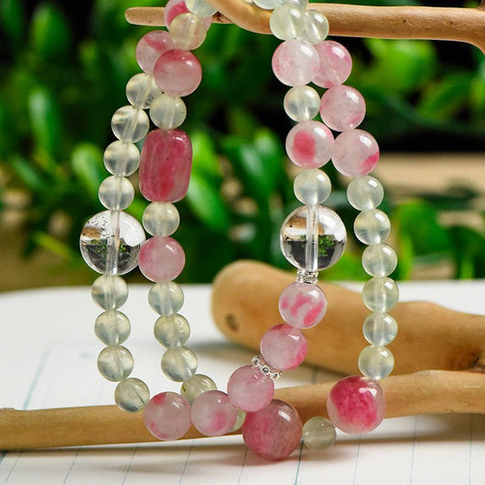 Image of The Heart's Renewal – Prehnite & Rhodonite Bracelet for Healing & Compassion - Handcrafted Crystal Jewelry from Tae Shine