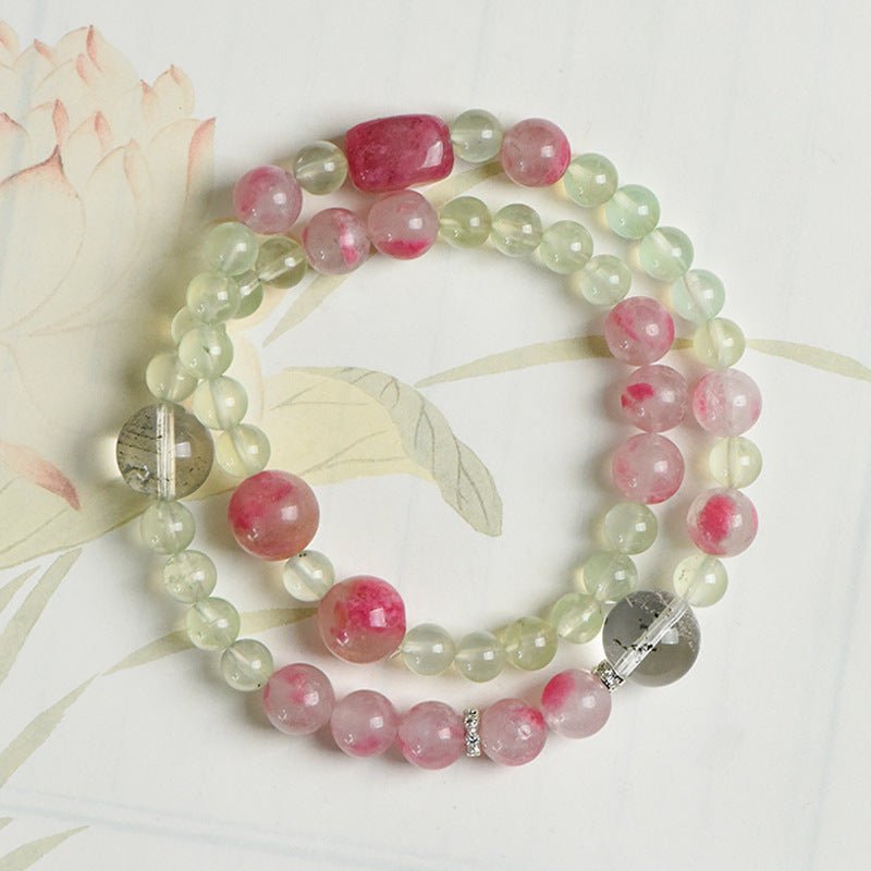Image of The Heart's Renewal – Prehnite & Rhodonite Bracelet for Healing & Compassion - Handcrafted Crystal Jewelry from Tae Shine