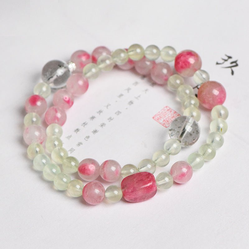 Image of The Heart's Renewal – Prehnite & Rhodonite Bracelet for Healing & Compassion - Handcrafted Crystal Jewelry from Tae Shine