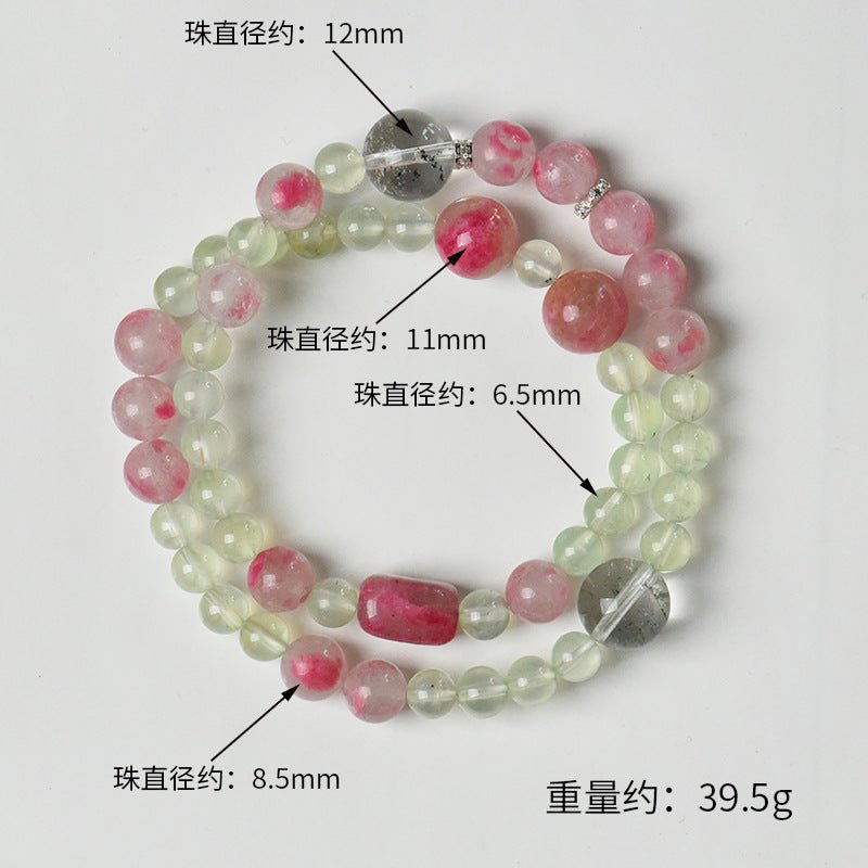 Image of The Heart's Renewal – Prehnite & Rhodonite Bracelet for Healing & Compassion - Handcrafted Crystal Jewelry from Tae Shine