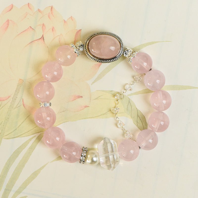 Image of The Love Locket – Rose Quartz & Clear Quartz Bracelet for Manifesting & Cherishing Love - Handcrafted Crystal Jewelry from Tae Shine