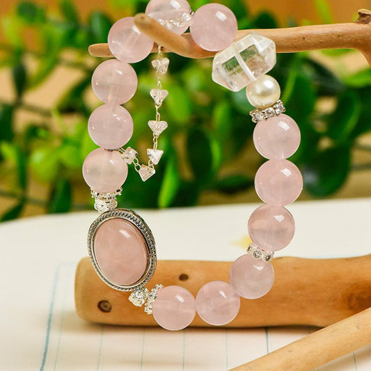 Image of The Love Locket – Rose Quartz & Clear Quartz Bracelet for Manifesting & Cherishing Love - Handcrafted Crystal Jewelry from Tae Shine