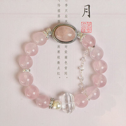 Image of The Love Locket – Rose Quartz & Clear Quartz Bracelet for Manifesting & Cherishing Love - Handcrafted Crystal Jewelry from Tae Shine