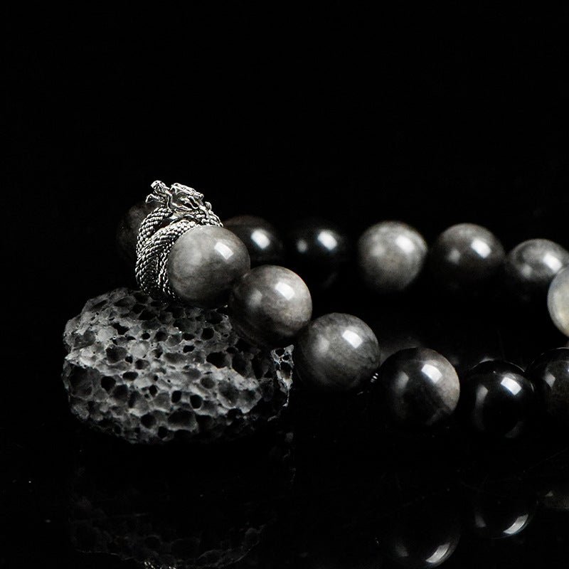 Image of The Serpent's Gaze – Silver Obsidian & Labradorite for Transformation & Protection - Handcrafted Crystal Jewelry from Tae Shine