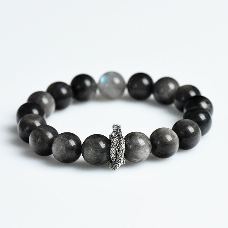Image of The Serpent's Gaze – Silver Obsidian & Labradorite for Transformation & Protection - Handcrafted Crystal Jewelry from Tae Shine