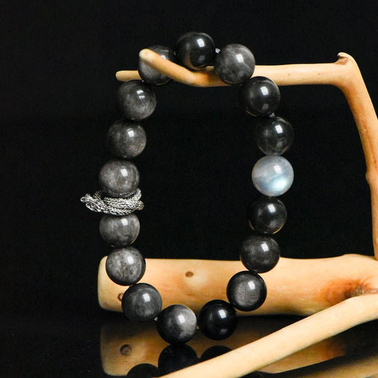 Image of The Serpent's Gaze – Silver Obsidian & Labradorite for Transformation & Protection - Handcrafted Crystal Jewelry from Tae Shine