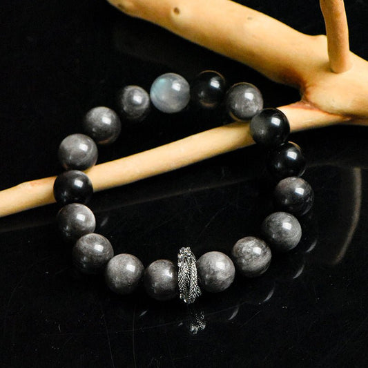 Image of The Serpent's Gaze – Silver Obsidian & Labradorite for Transformation & Protection - Handcrafted Crystal Jewelry from Tae Shine