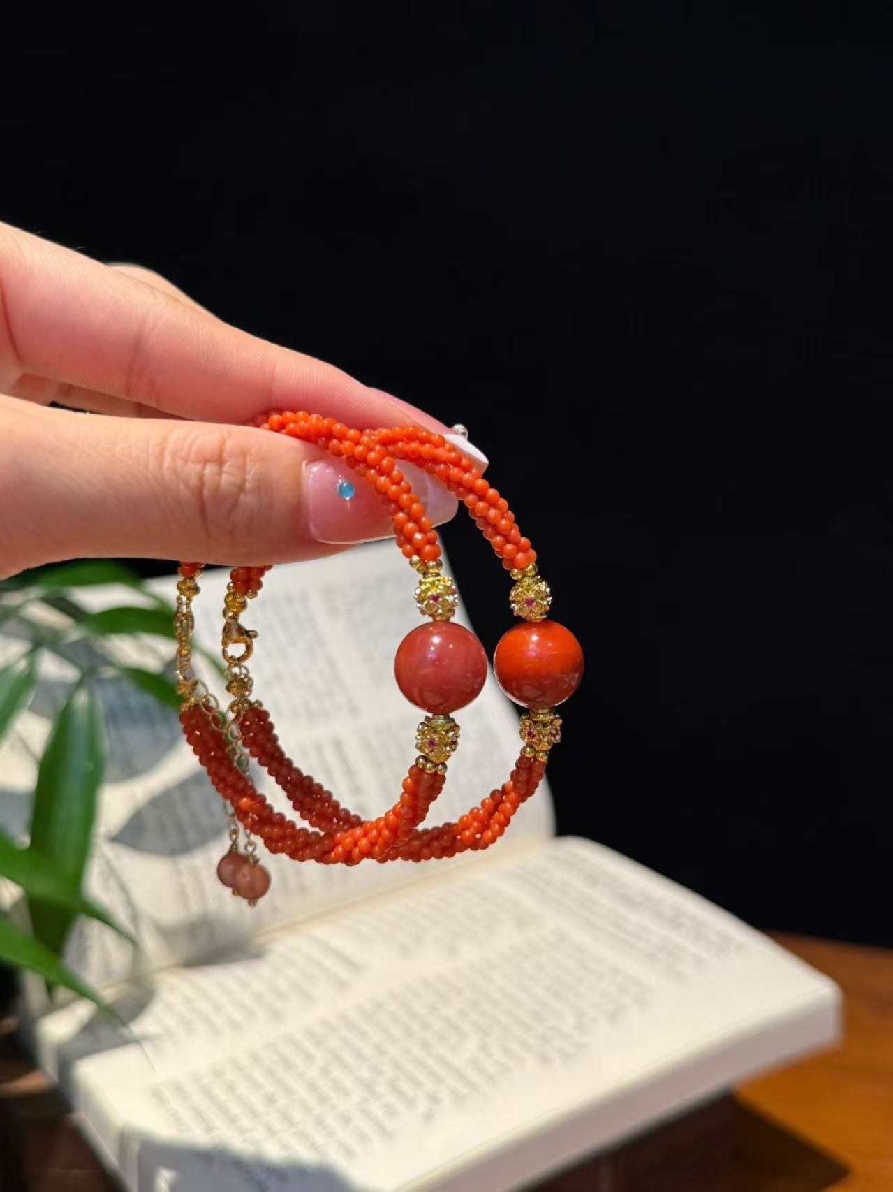 Natural Nanhong red agate focal stone close up Tae Shine