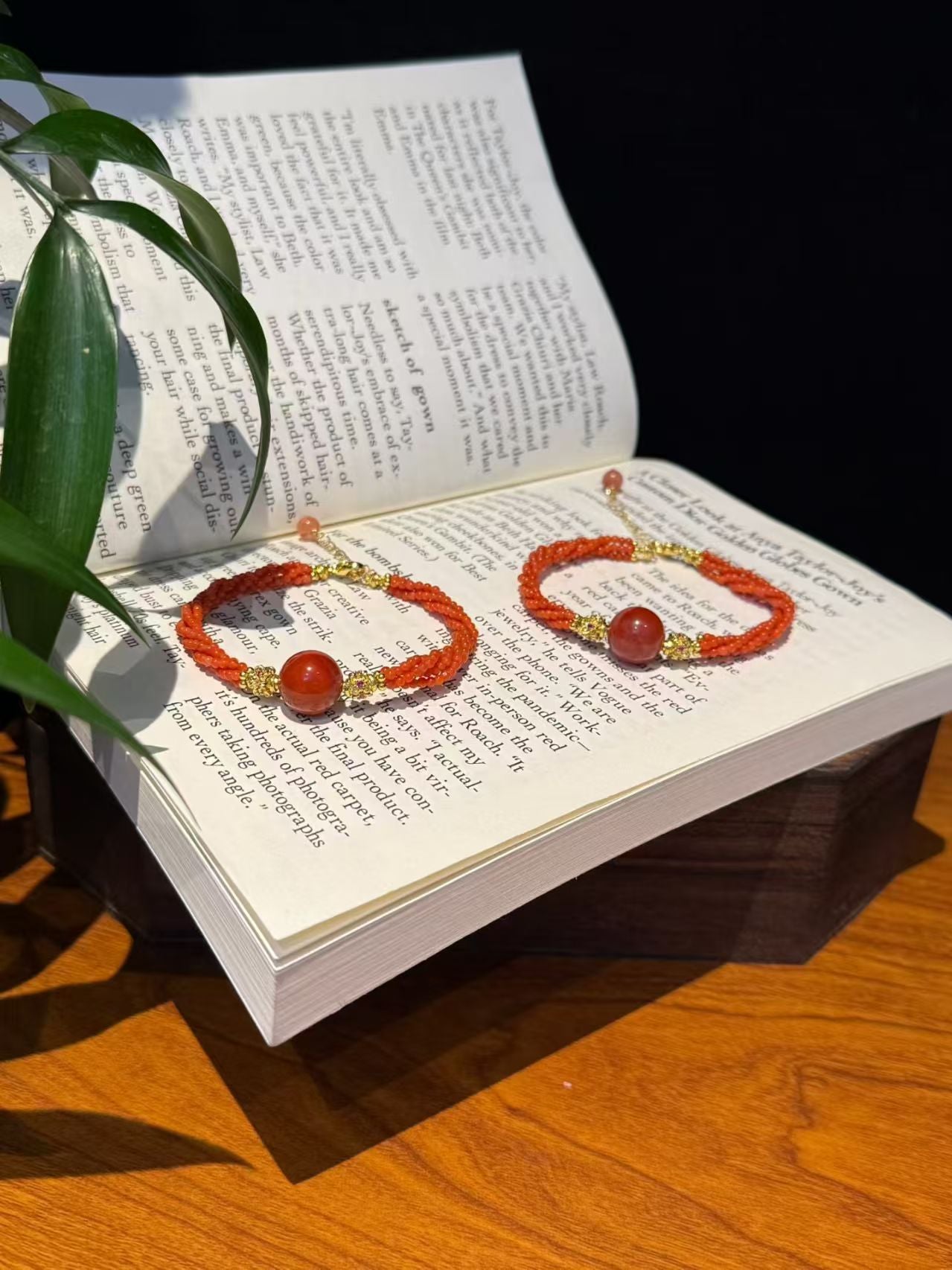 Nanhong carnelian bracelets styled flat lay Tae Shine