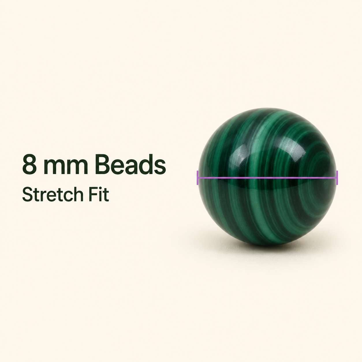 Malachite 8mm bead size stretch fit Taeshine
