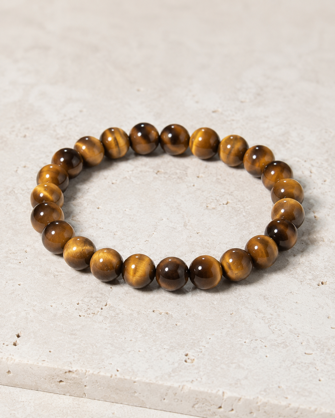 Tiger's eye 8mm bracelet angle view Taeshine