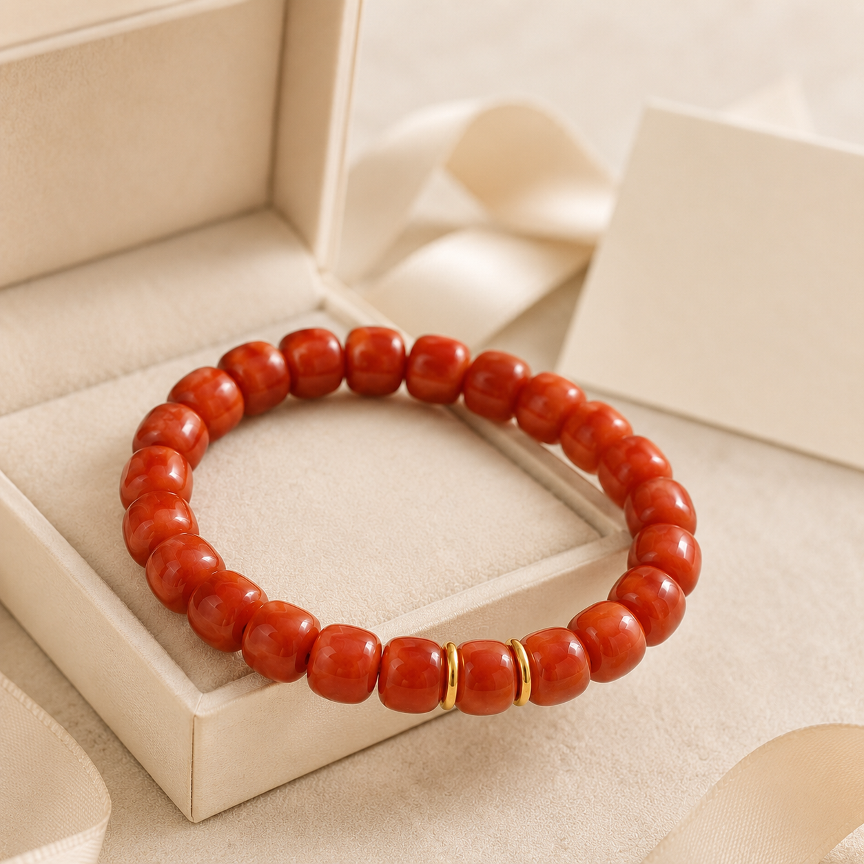 Nanhong red agate bracelet in gift box Taeshine