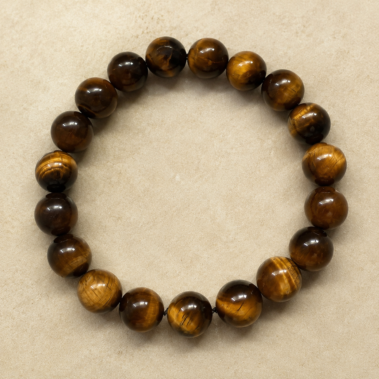 Tiger's eye 10mm bracelet top view Taeshine