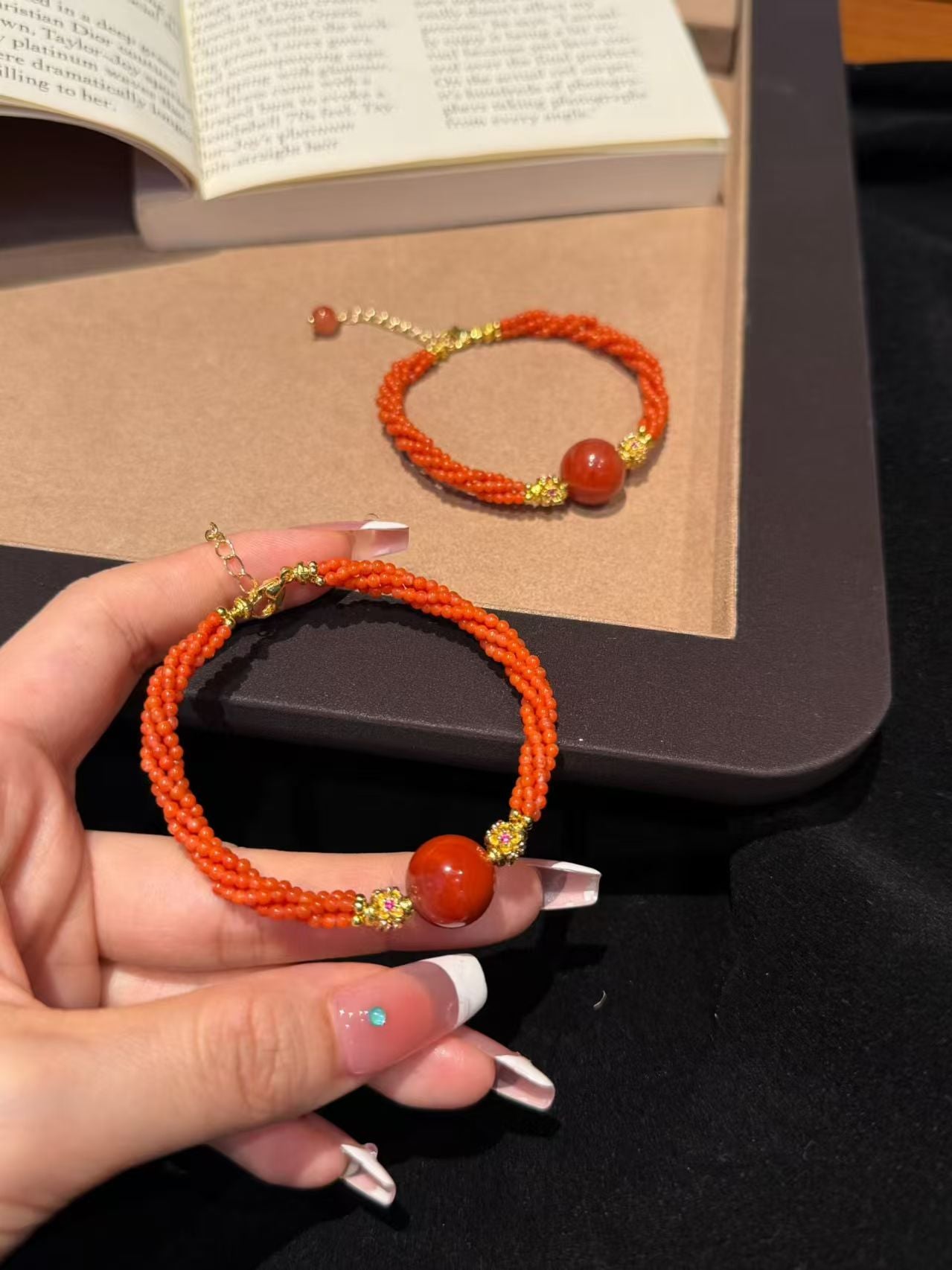 Delicate carnelian bracelet gift for her Tae Shine