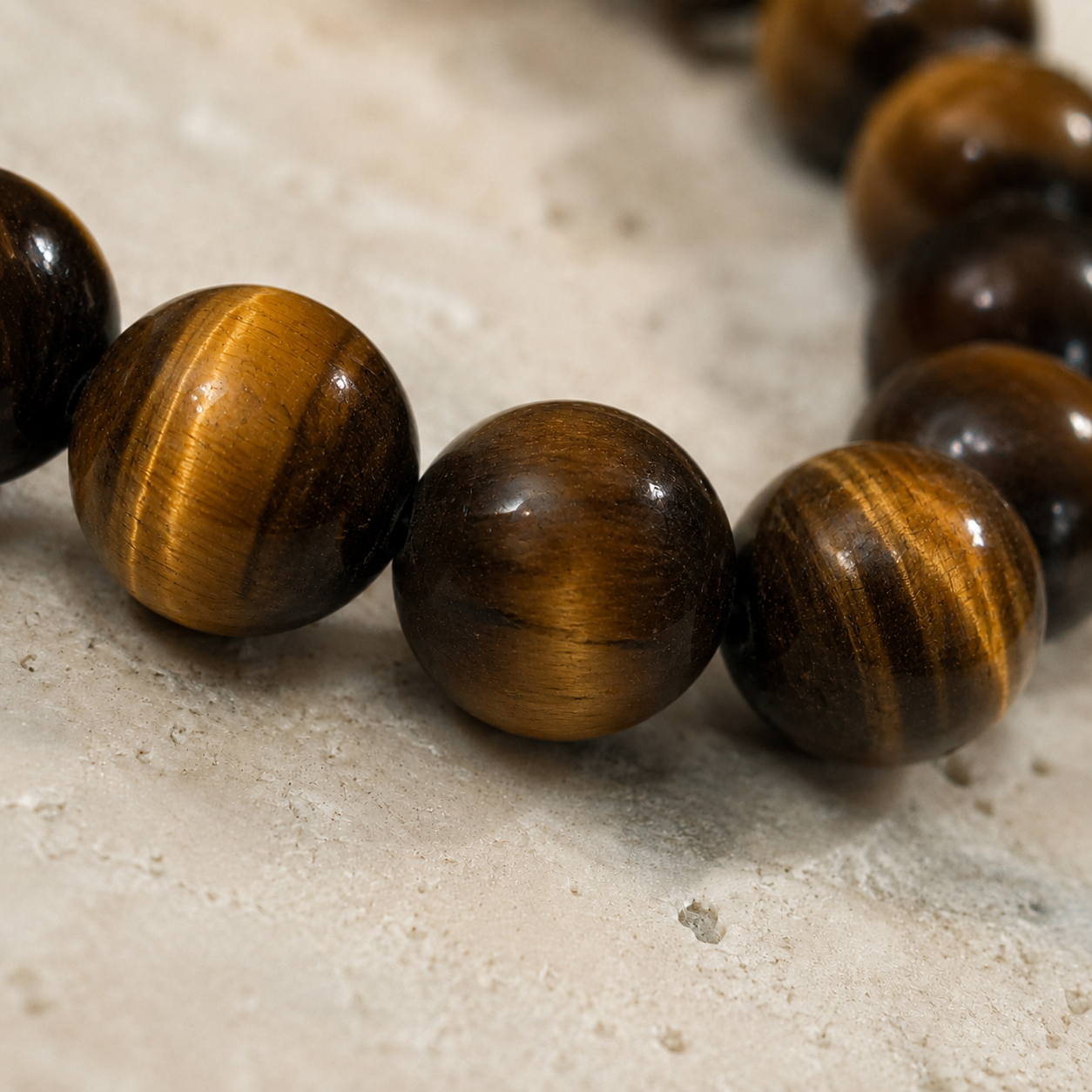 Natural tiger's eye bead macro texture Taeshine